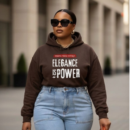 Elegance Is Power Hoodie — Vintage Graphic Statement Sweatshirt
