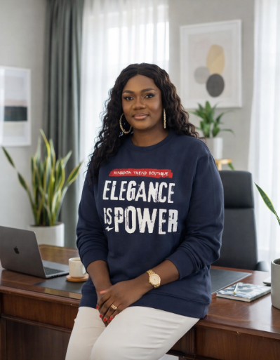 Elegance Is Power Sweatshirt — Empowering Graphic Garment-Dyed Crewneck